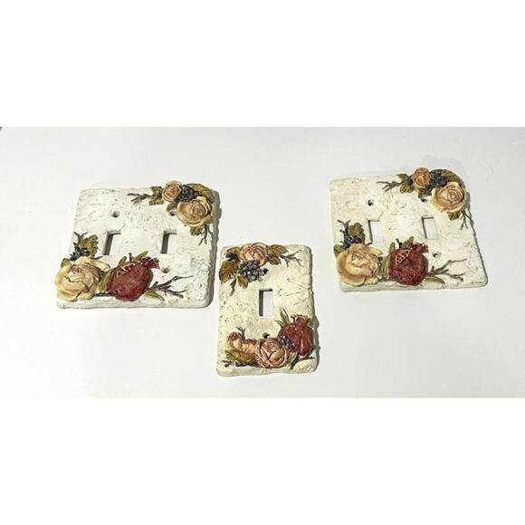 FIGI Vintage Hand Painted Light Switch Cover Set Pomegranate & Floral Design - Picture 3 of 9